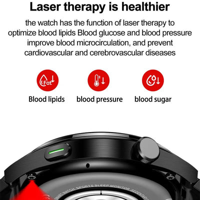 QUANTYVO™ TheraPulse - Laser Therapy Advanced Blood Glucose Acid Uric Monitoring & SOS Call